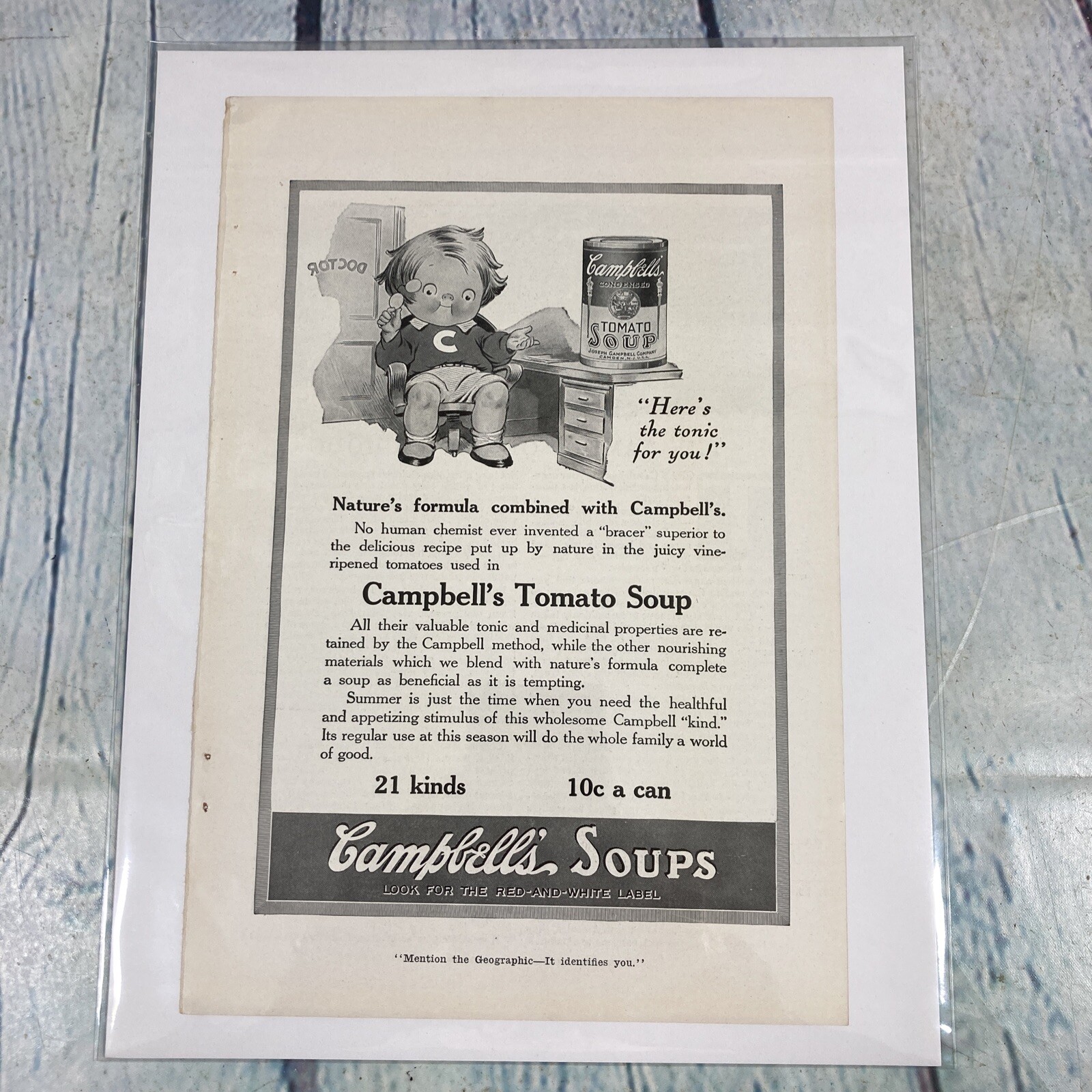 1916 Campbell\'s Tomato Soup WW1 Vintage Print Ad/Poster Promo Art Magazine Page