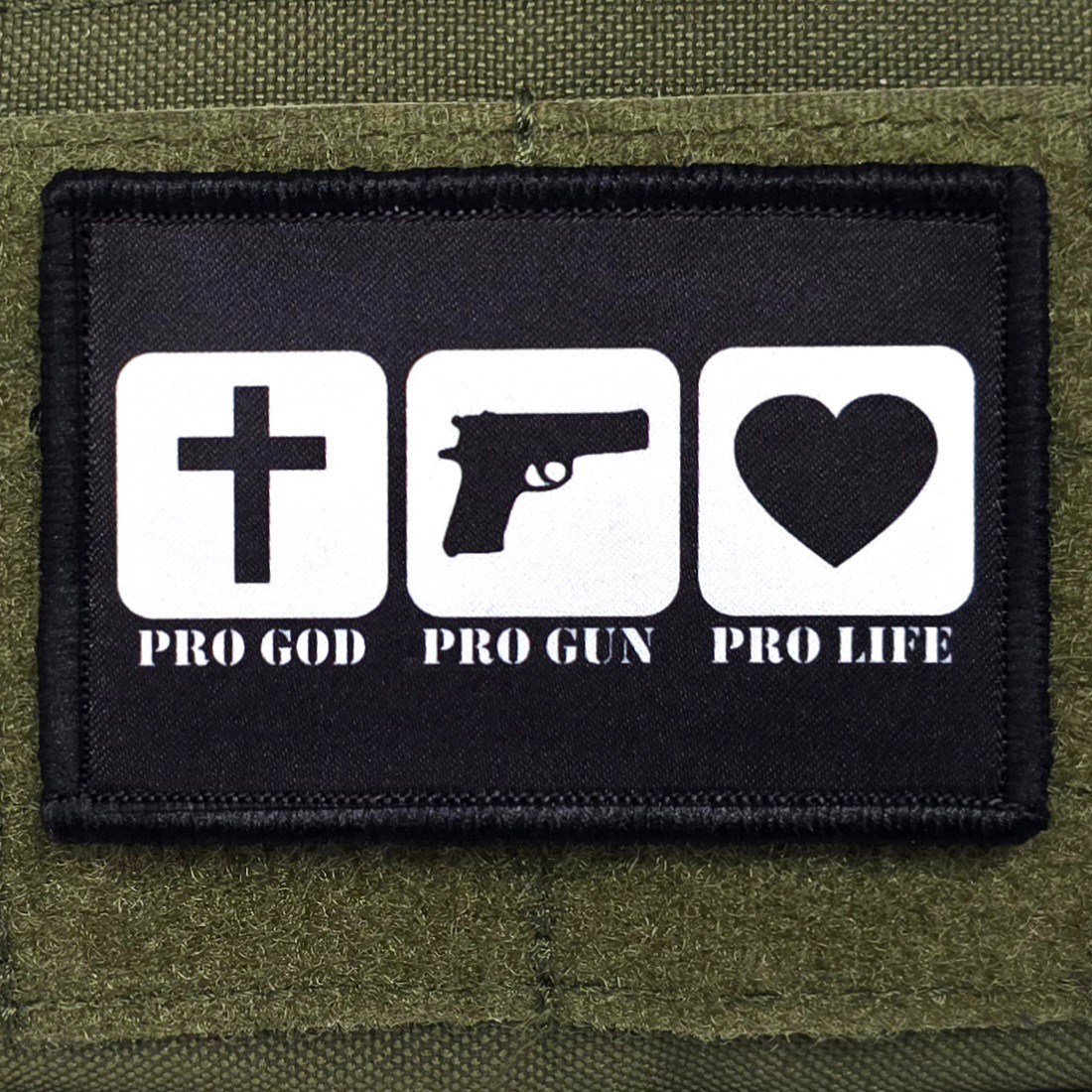 Pro God Gun Life Patch Military Patriot USA Flag Hook & Loop 3x2