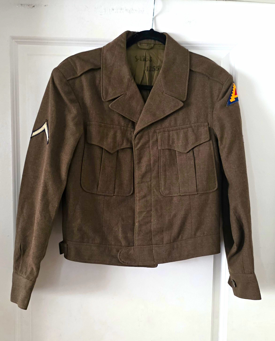 WWII US Army Original M- 1944 Eisenhower Ike Jacket w/ Patches.