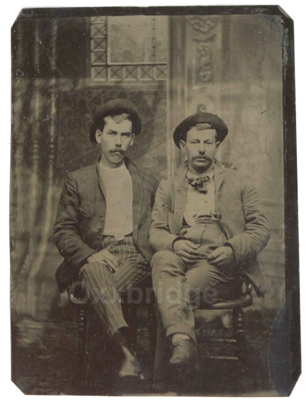 Dashing Men Twinning 1860 Gay Couple Handsome Male Hunks Antique Tintype Photo