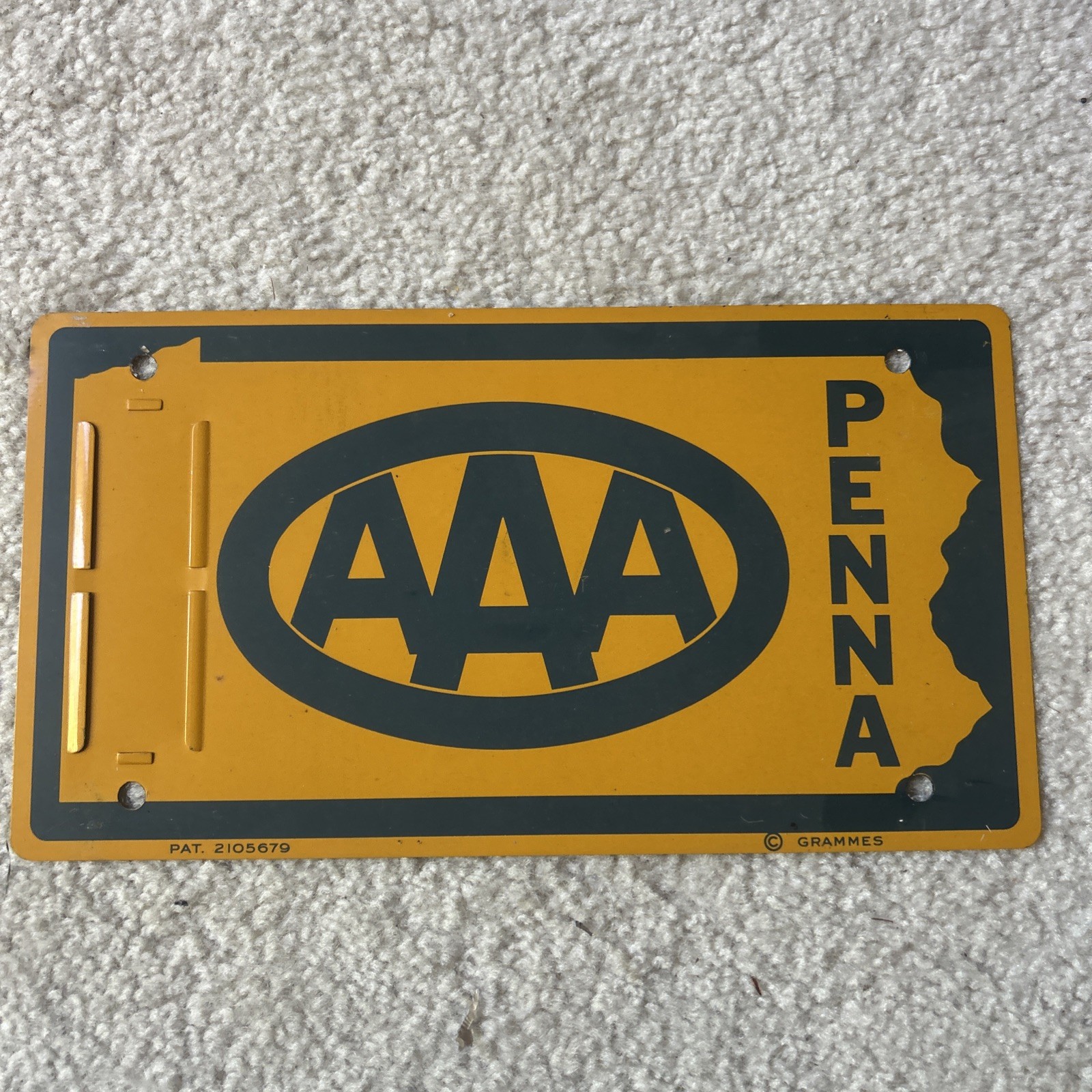 AAA Pennsylvania PA Penna License Plate Booster Steel vintage American Auto Asso