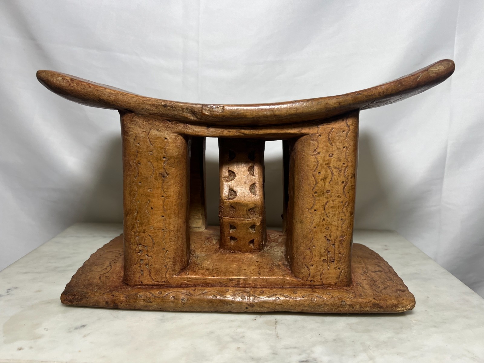 Antique Ashanti Stool Hand Carved African Wooden Tribal Stool 12x6x5 Ghana
