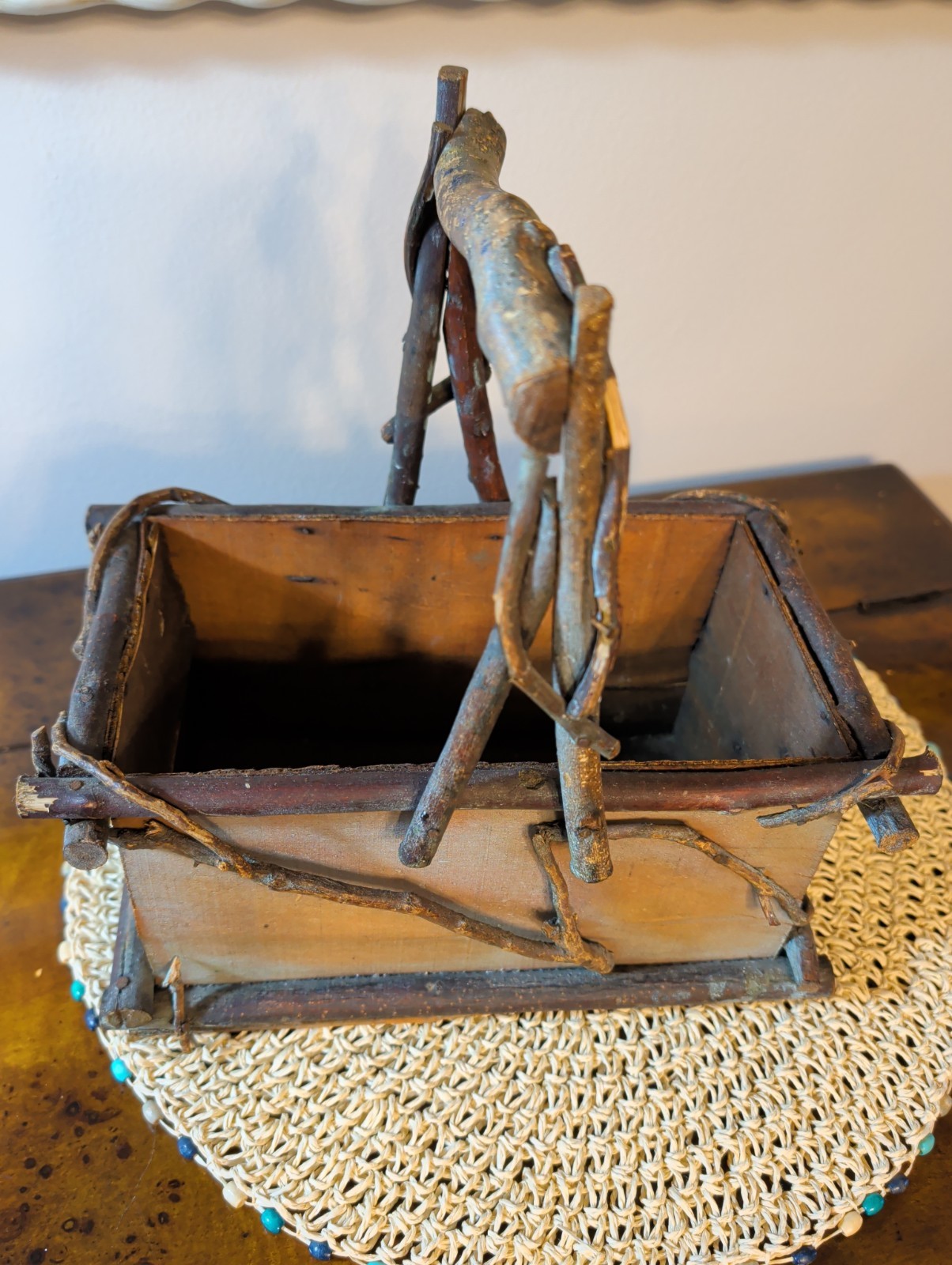 Handmade Primitive Style Rustic Stick Twig Basket