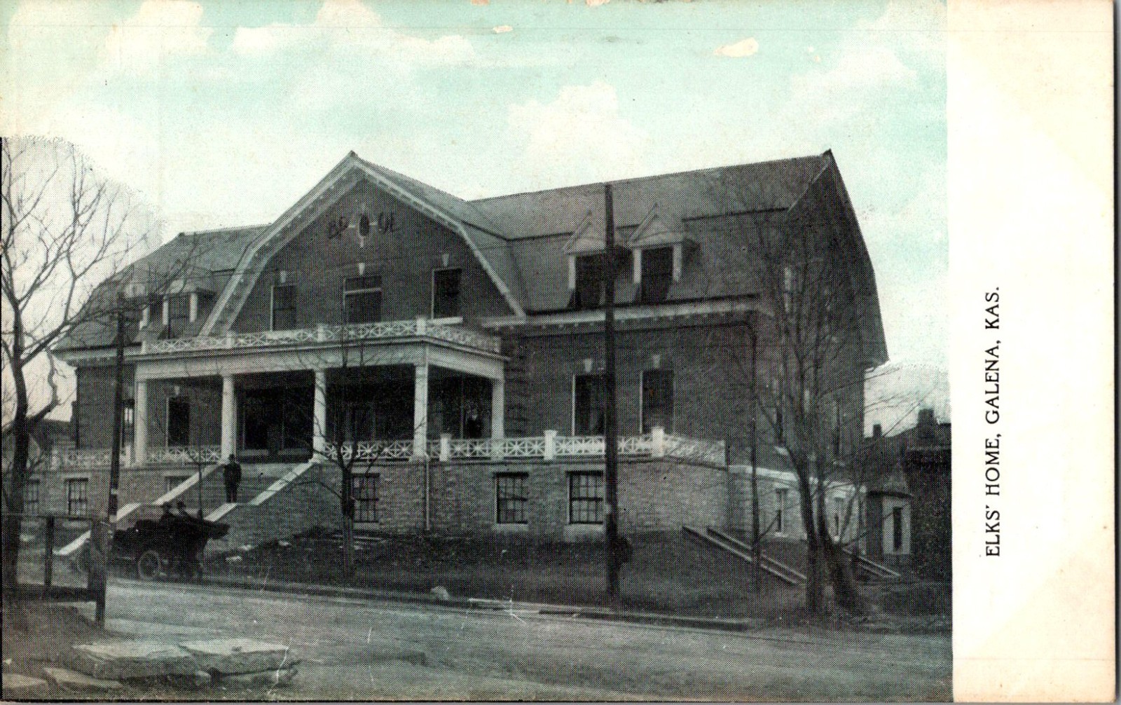 Vintage Postcard Elks Home Galena KS Kansas Built 1907 Lodge #677 c1910 (A4)