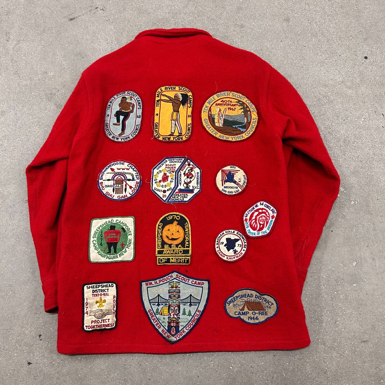 VTG 70s Boy Scouts of America Official Patched Jacket Mens Large Red