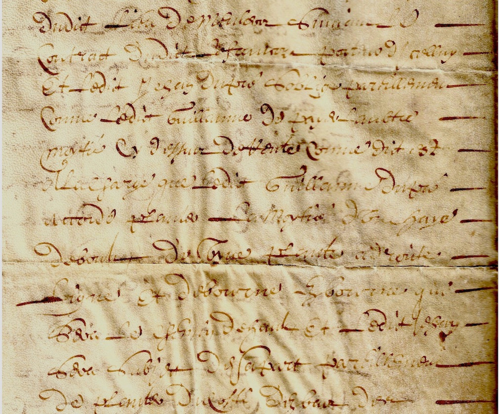 1640 Parchment Accord following lawsuit for a hedge in Meulers family DUPRÉ