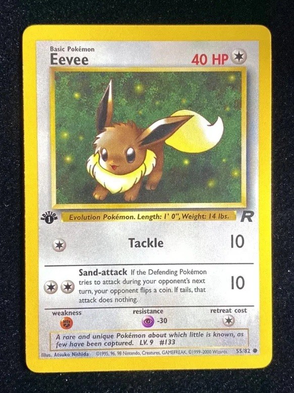 2000 Pokemon TCG WOTC English Team Rocket Eevee #55/82 1st Edition 
