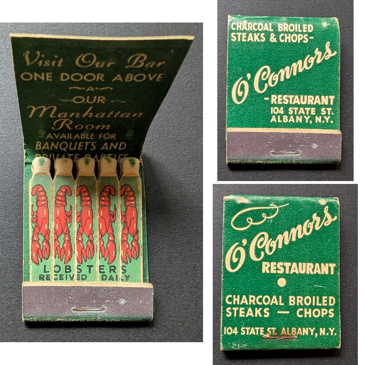 Feature Matchbook O\'Connors Restaurant Albany NY