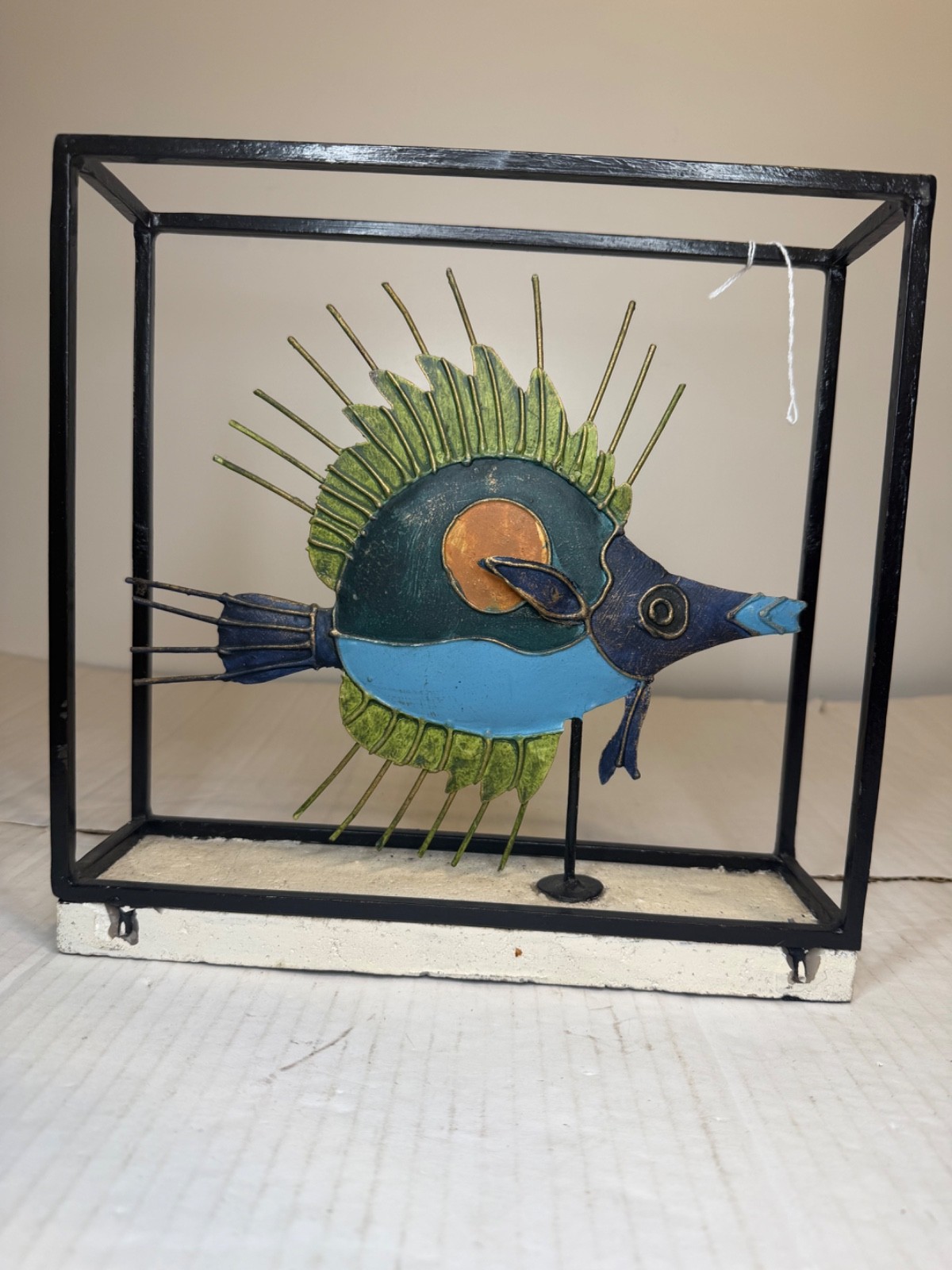 Vintage Mid-Century Tropical Fish Metal Enamel Wall Art Shadow Box