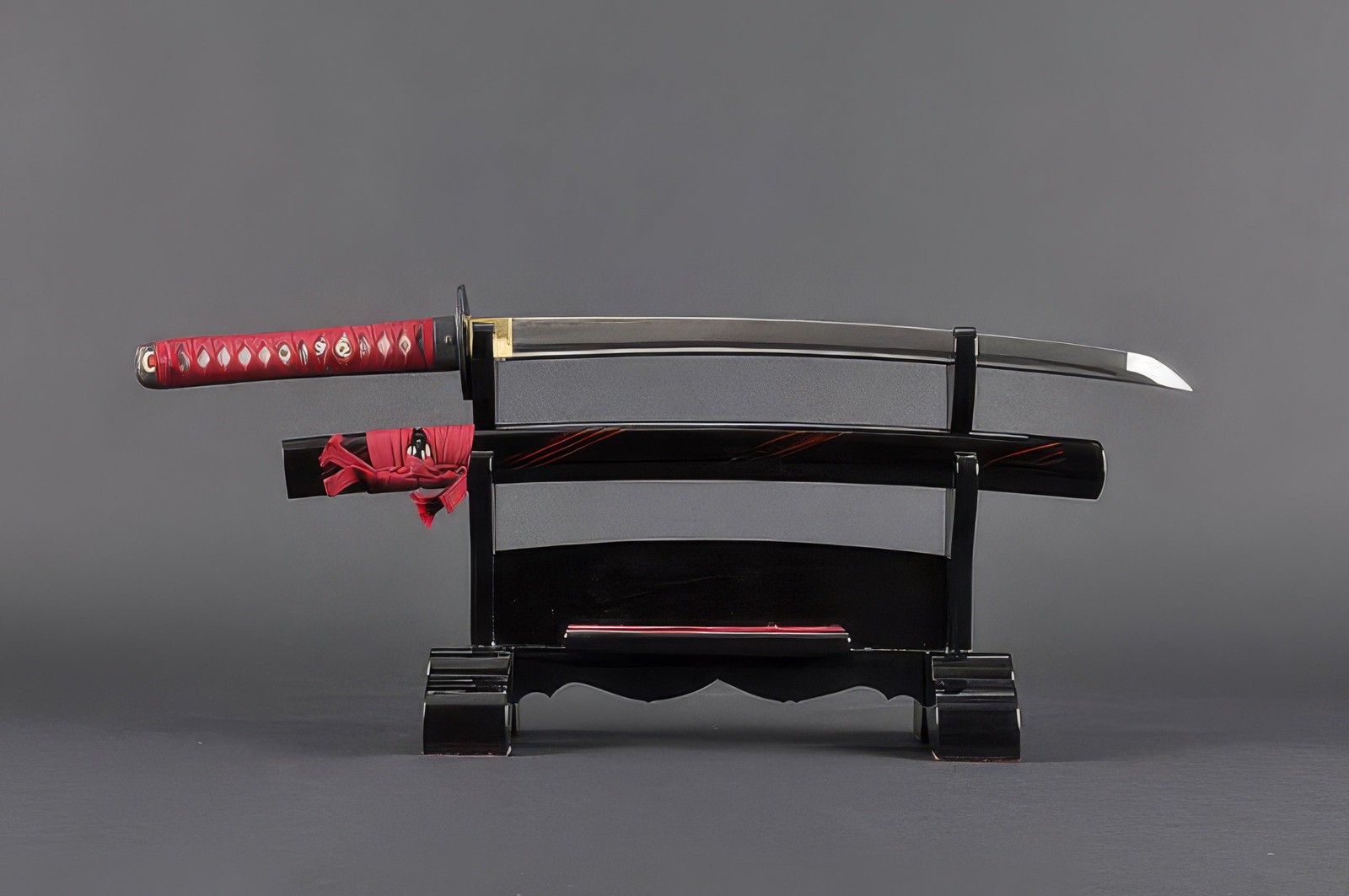Warrior Wakizashi with Stand Real Japanese Sword 1045 Carbon Steel Full Tang