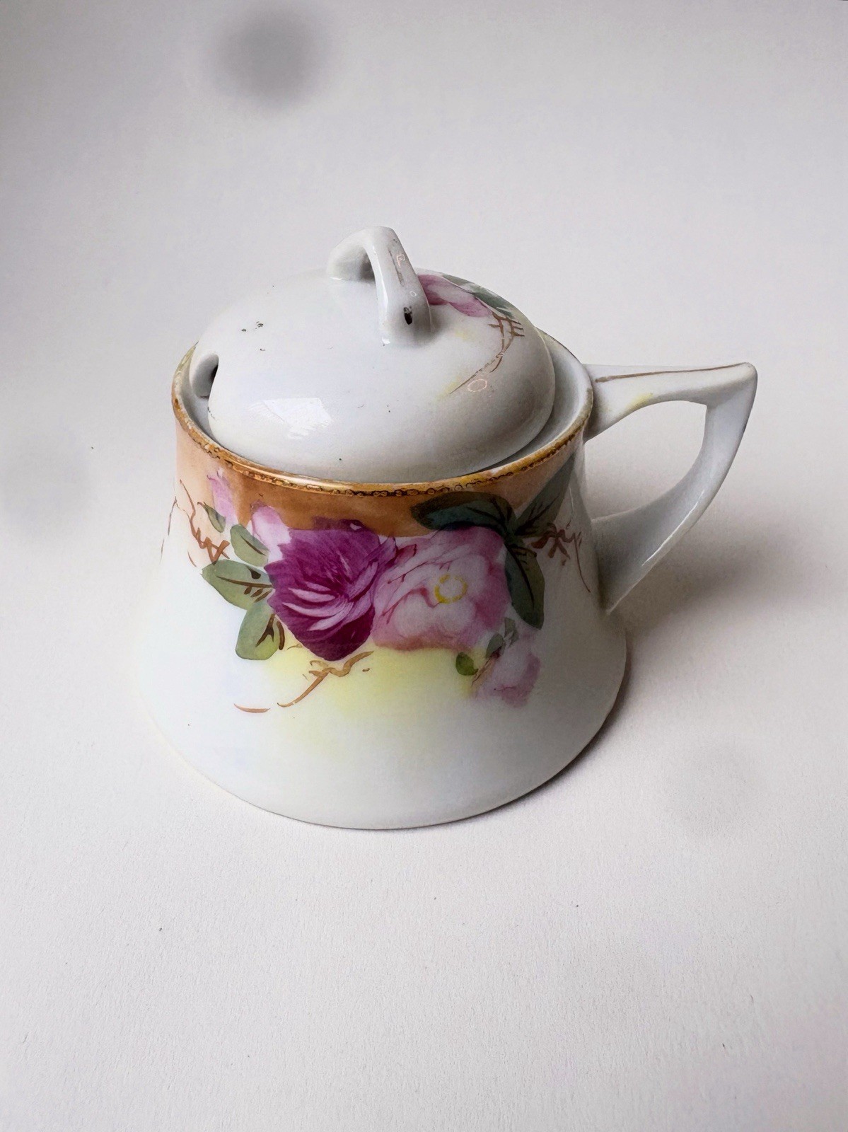 ANTIQUE Hand Painted Nippon Rose Mustard Jar