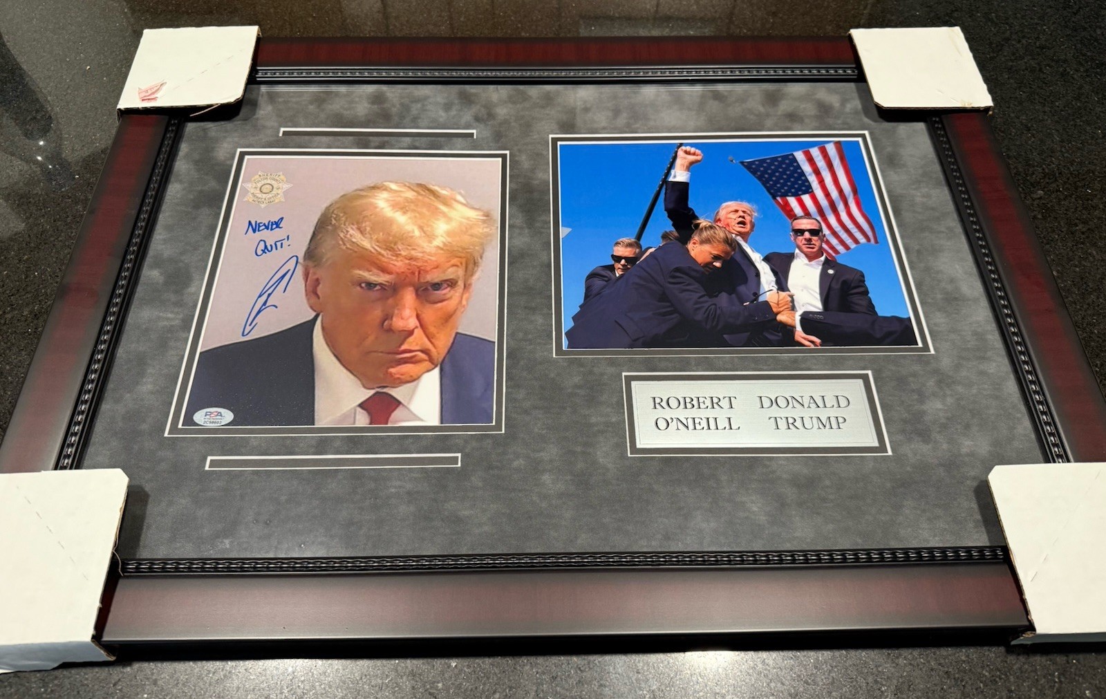 Framed Navy SEAL Robert O’Neill Signed Donald Trump Photo Collage President PSA