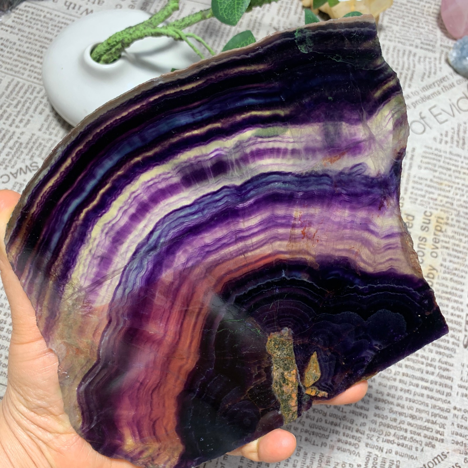 941g  Natural fluorite slice quartz crystal flake mineral specimen