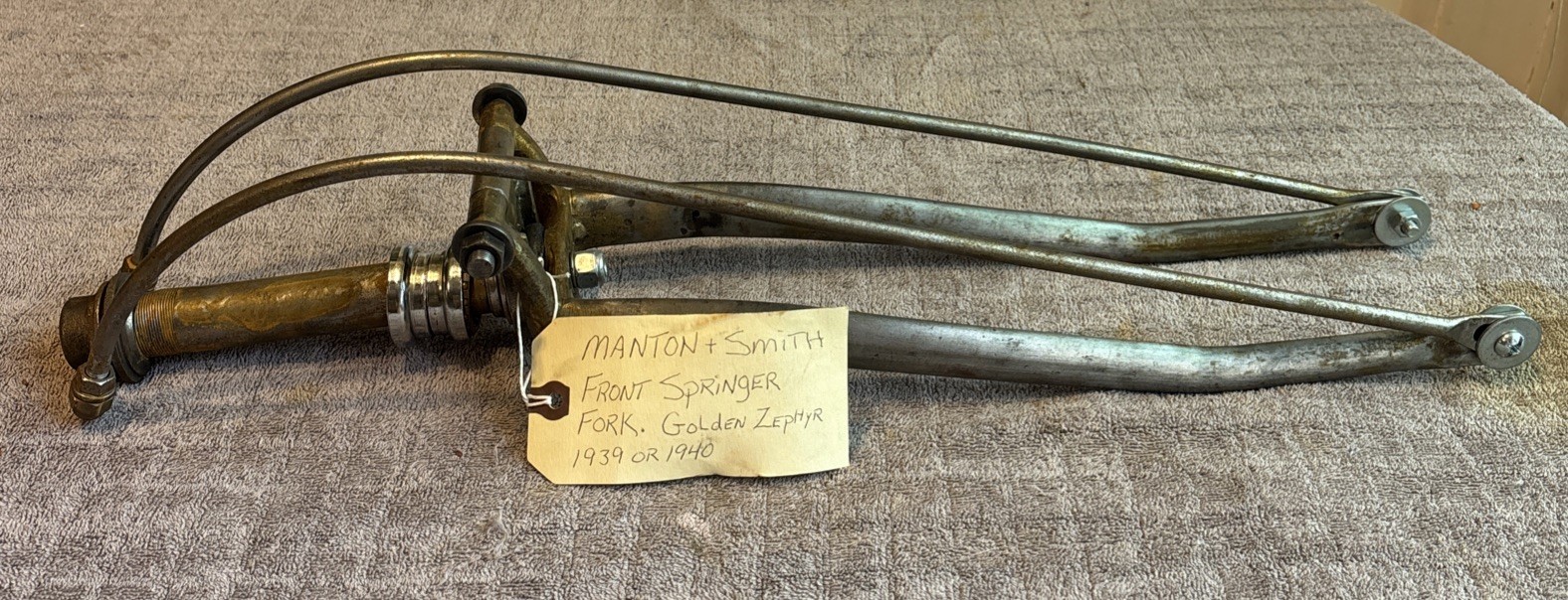 Manton & Smith Front Springer Fork Golden Zephyr 1939/1940 for Parts Bent Forks