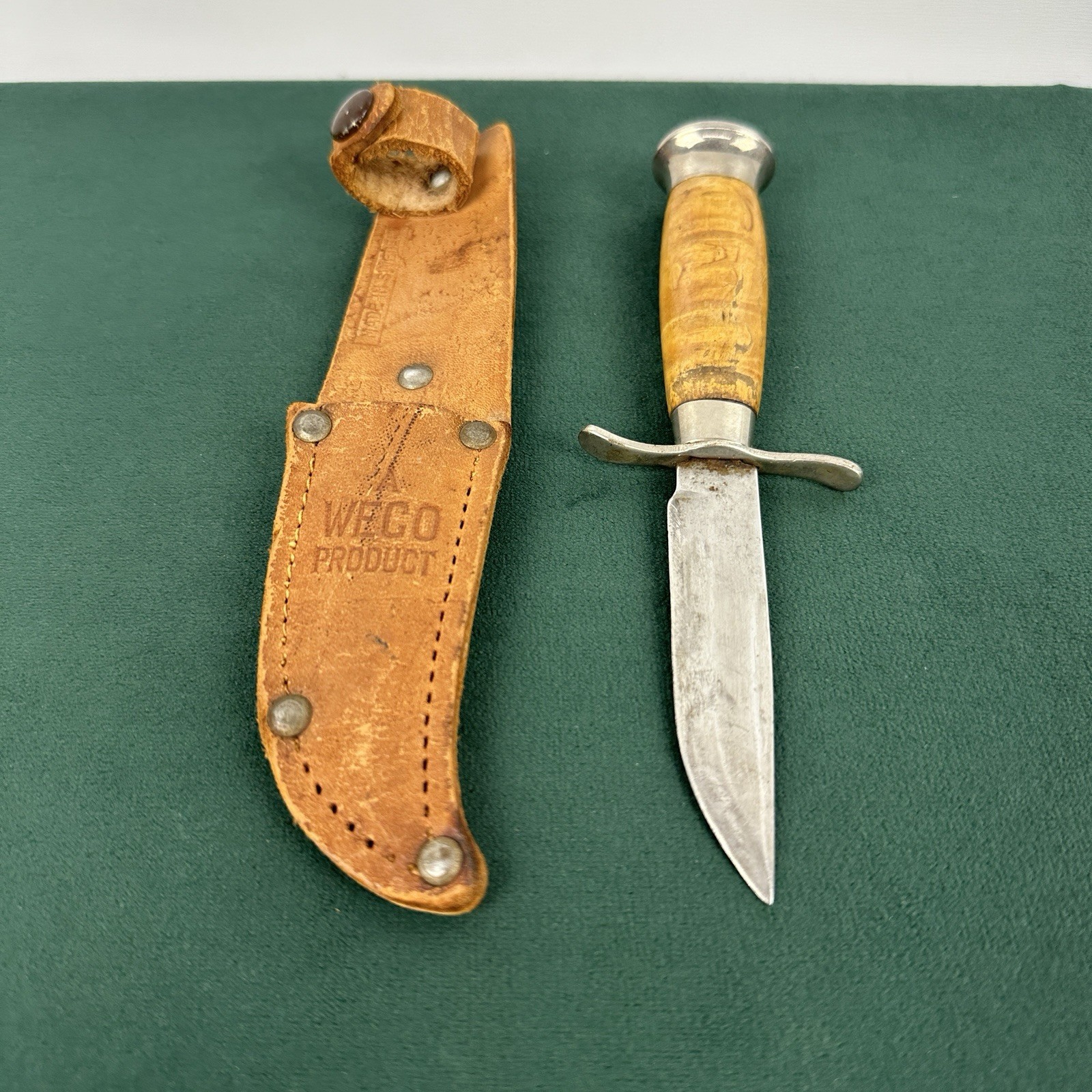 Vintage KJ Eriksson Mora Sweden Fixed Blade Hunting Knife Wood Handle