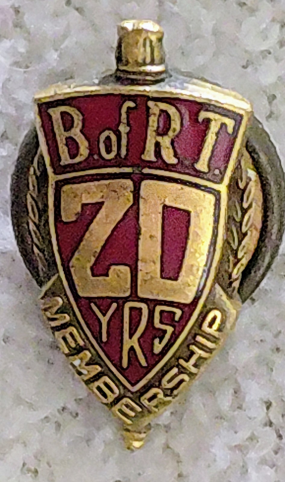 Vintage Brotherhood Of Railroad Trainmen 20 Year Service Pin Red Enamel-Gold?