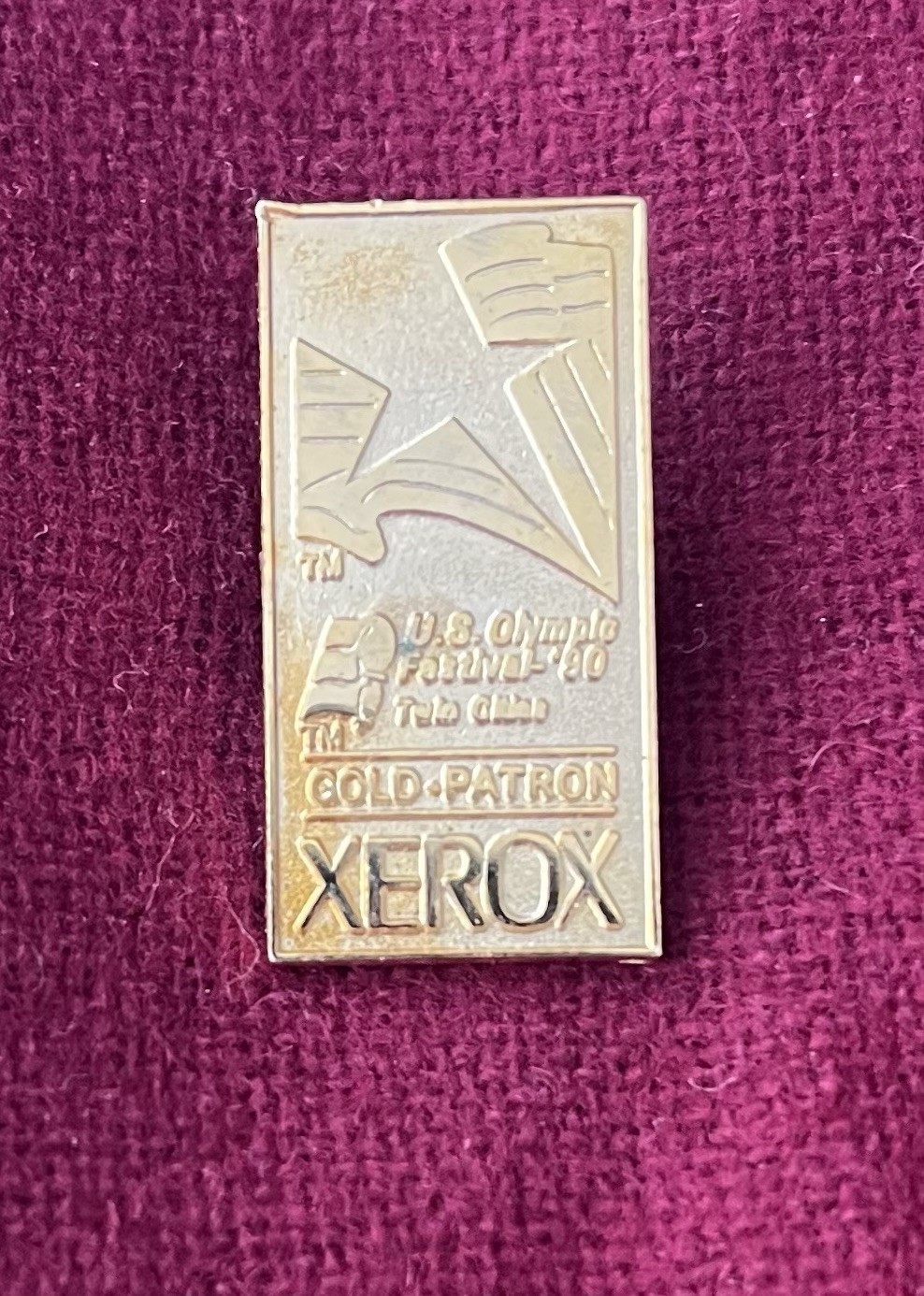 1990 U.S. Olympic Festival Tie Tack Xerox Gold Patron Twin Cities Gold Tone