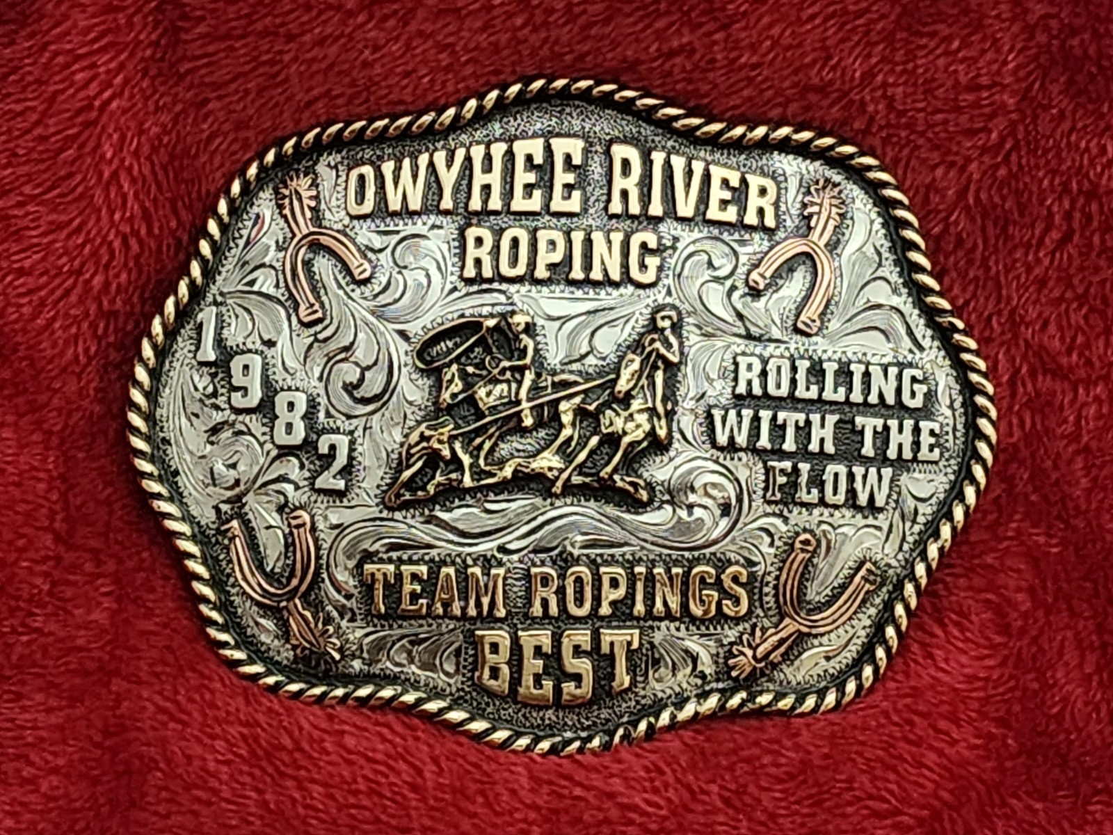 Rodeo☆1982☆Team Roping X-TREME Champion Trophy Buckle☆Owyhee River☆Rare☆W36