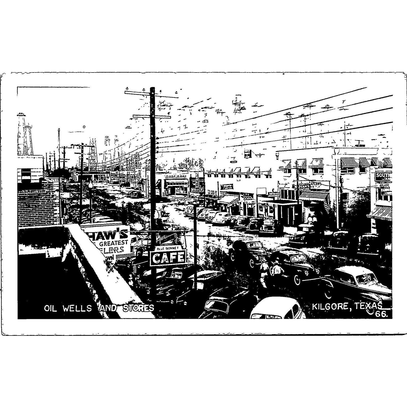 Kilgore Street Kilgore Texas RPPC Vintage Oil Wells Petroleum Photo 1940s PC168