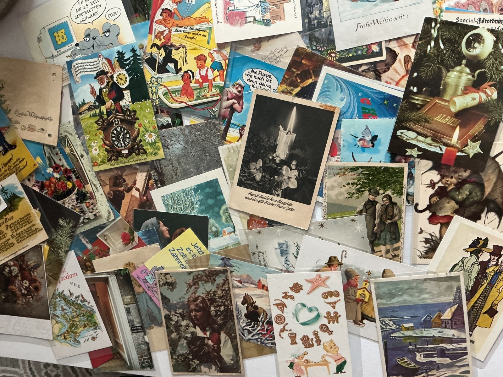 Lot of 50 Vintage Greeting Cards, German from  50’s - 60’s