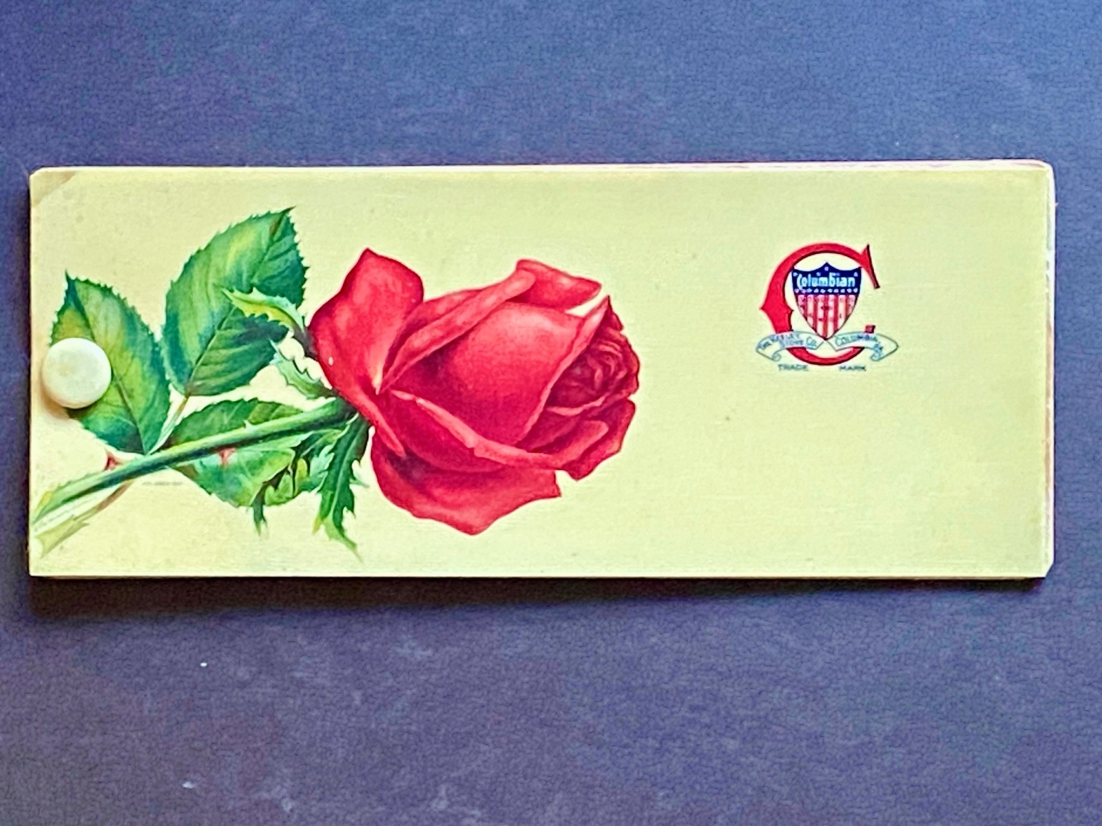 1908 Celluloid Covered Red Rose Ink Blotter Set - KEELEY STOVE CO. Colombia, PA