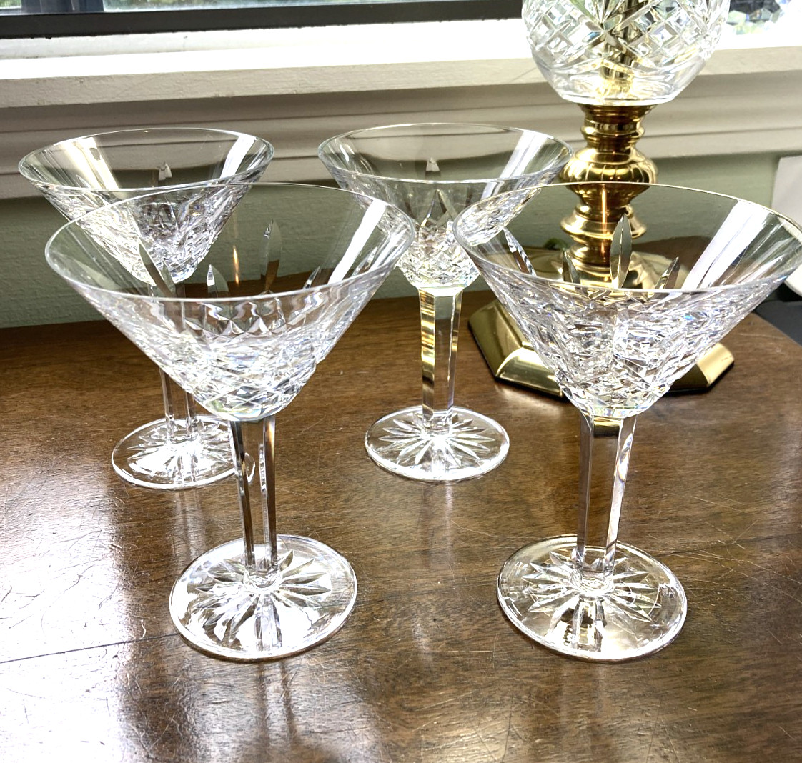Waterford Lismore Crystal Stemmed Martini Glasses- Set of 4-No Boxes-FREE SHIPNG