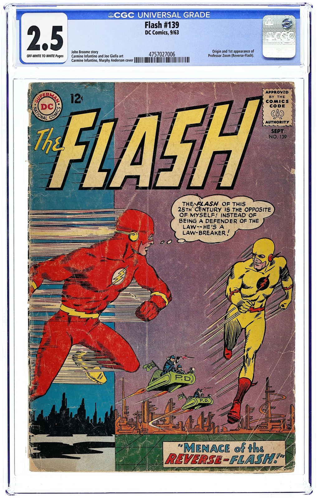 Flash #139 CGC 2.5 1963 4757027006 1st app. Reverse Flash