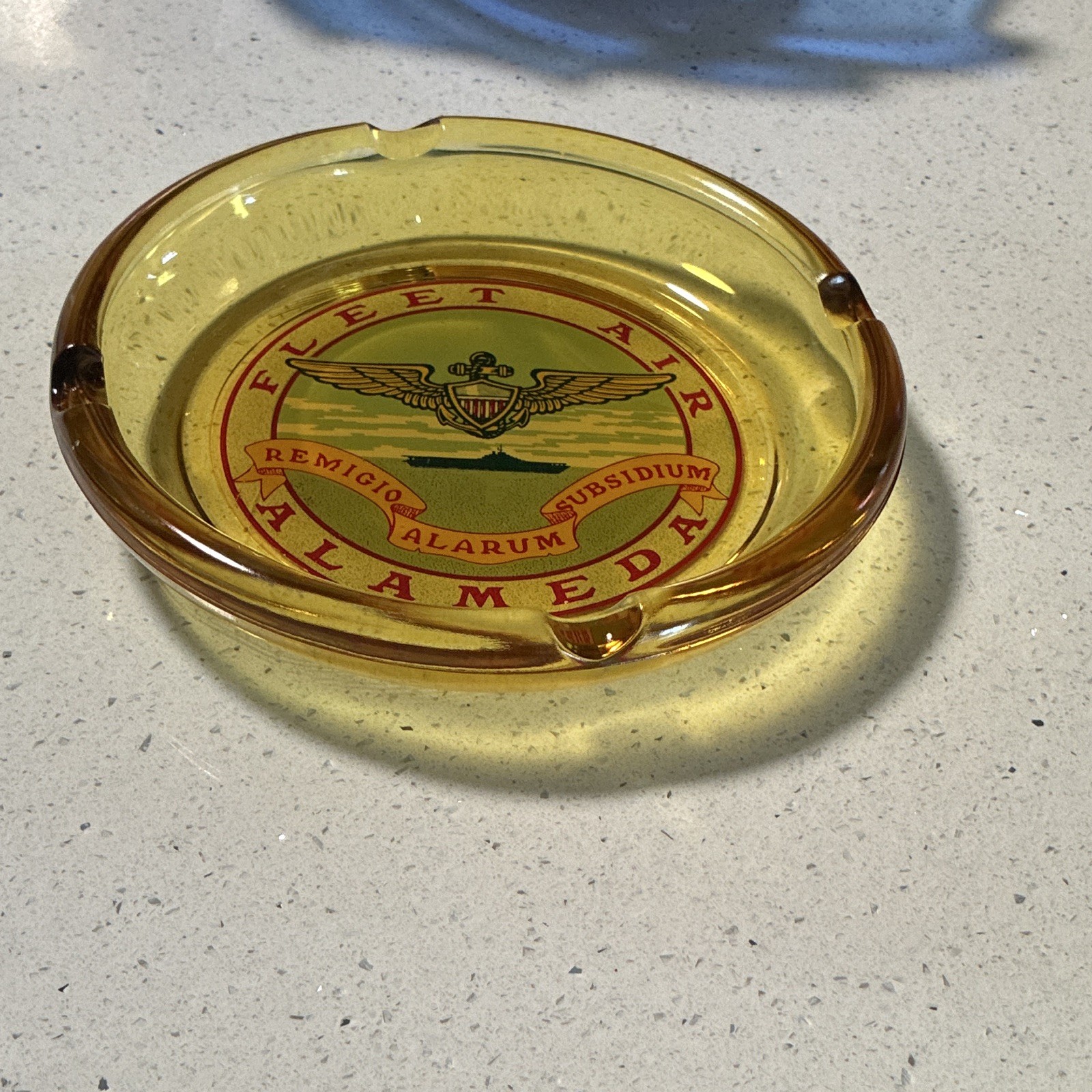 Vintage Fleet Air Alameda Amber Glass Ashtray Naval Air Station NAS CA Military