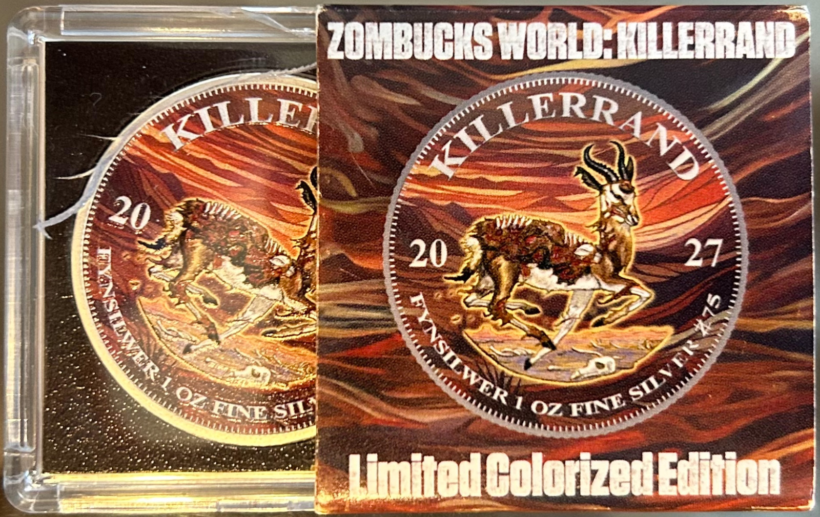 ZOMBUCKS KILLERRAND ROUND COLORIZED 1 OZ .999 SILVER