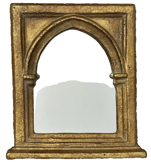 Vintage Kulicke Collection Gothic Arch With Mirror In Gold Frame 8.5 x 10.75
