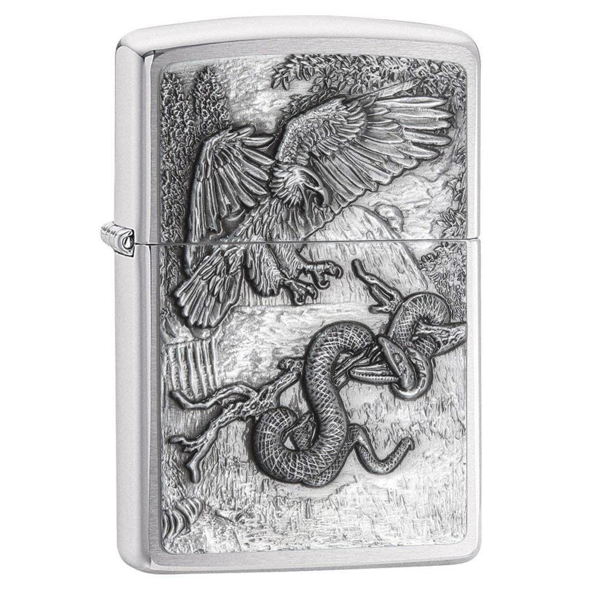 Zippo Windproof Lighter Eagle vs. Snake Brushed Chrome (29637)