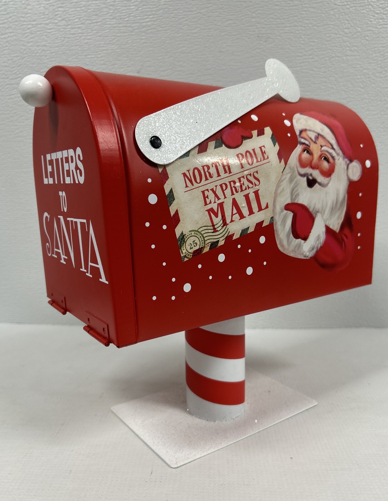 Ashland North Pole Express Letters To Santa Mailbox with Pedestal Red Metal