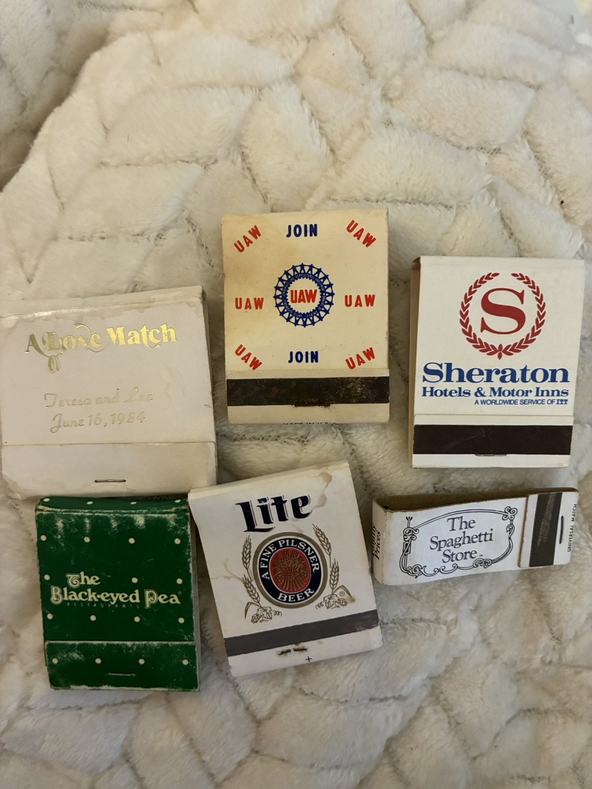 Vintage Match Books The Spaghetti Store, Miller Lite, Sheraton Motor Inn
