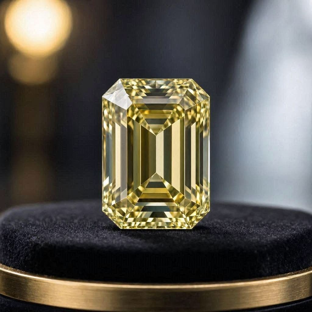 Certified 10.00 CT Elegant Yellow Emerald Cut Lab Grown CVD Loose Diamond VVS1
