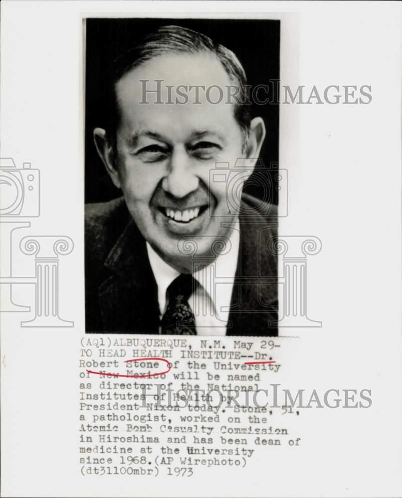 1973 Press Photo Dr. Robert Stone Named National Institutes of Health Director