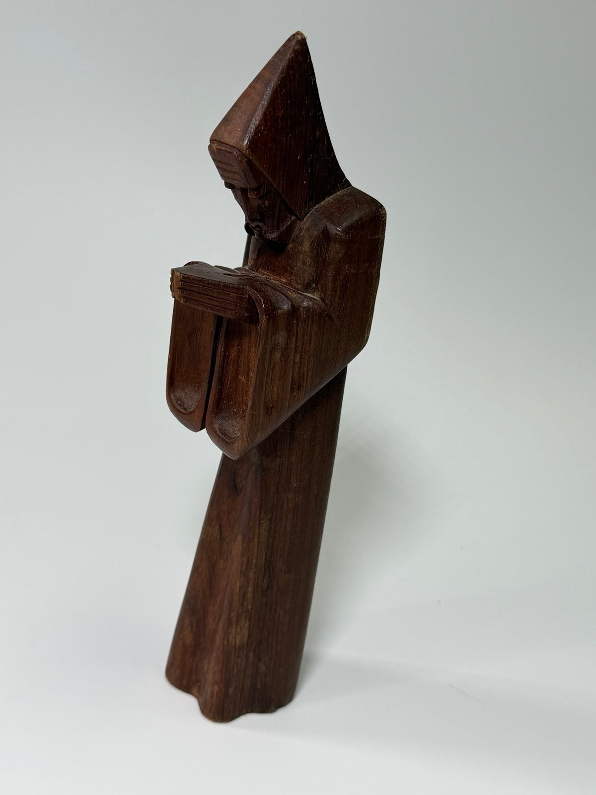 Vintage Hand Carved Wood Monk Friar Reading Book Statue Figurine 8