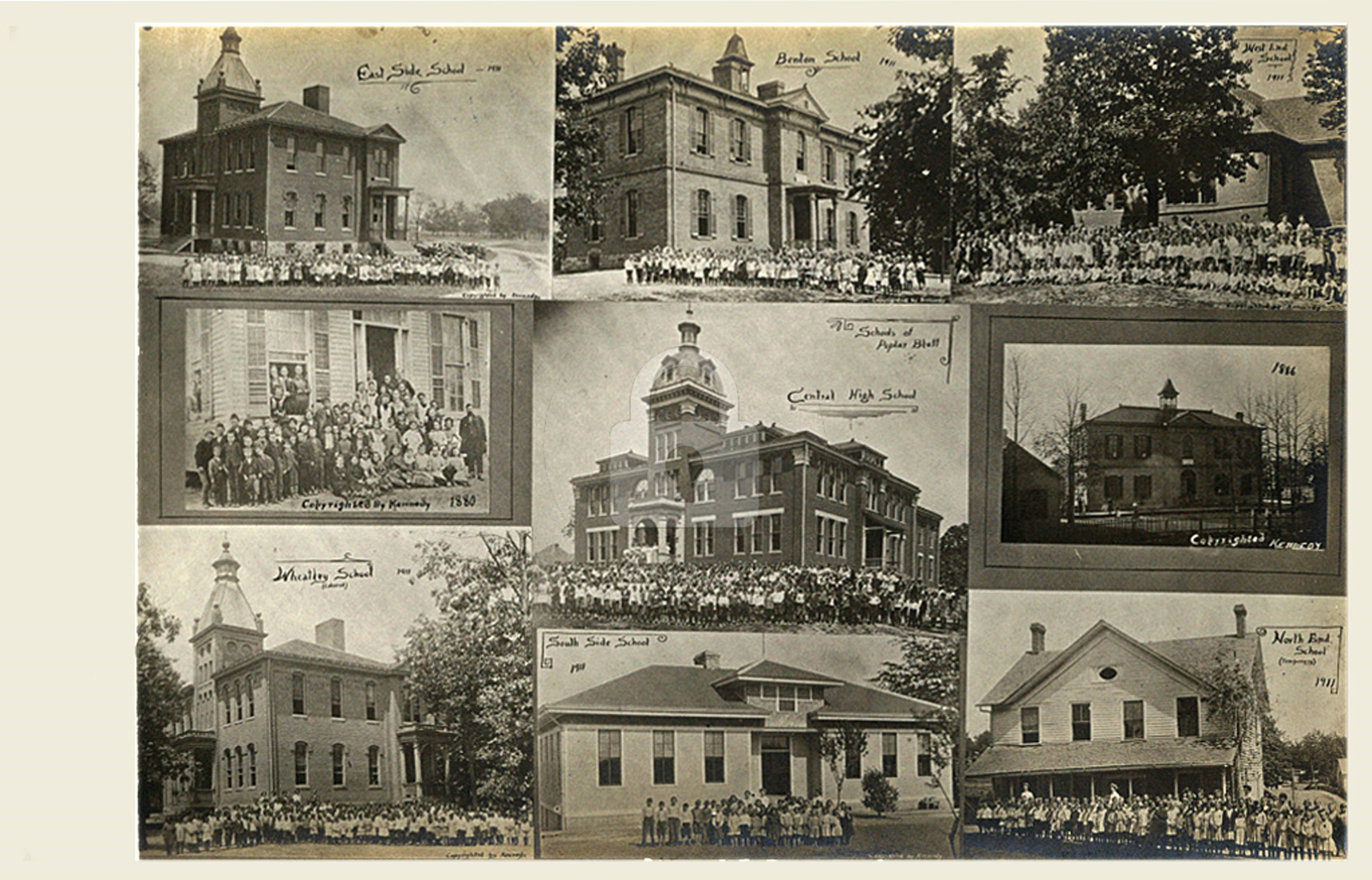 Poplar Bluff, MO Missouri Schools 1911 RPPC Photo Postcard COPY