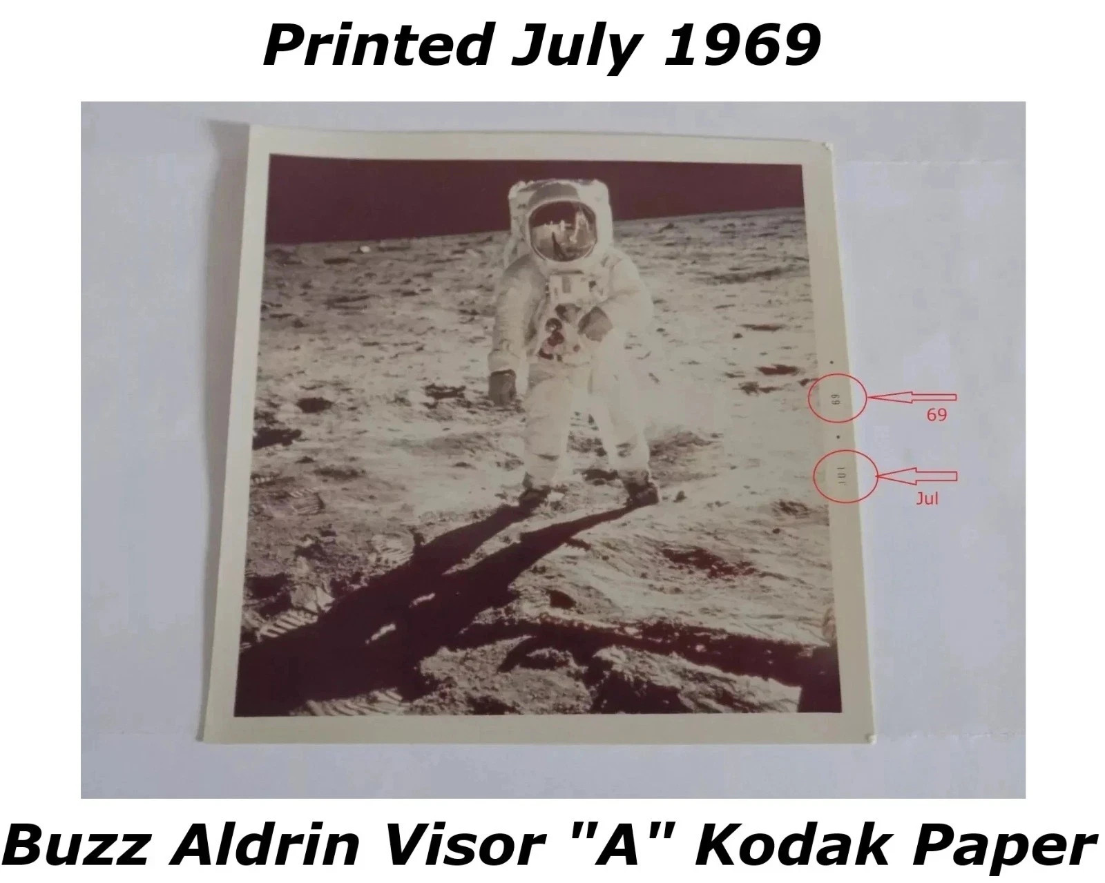 Apollo 11 Original 1969 Photo A Kodak Paper Photograph NASA Buzz Aldin Visor