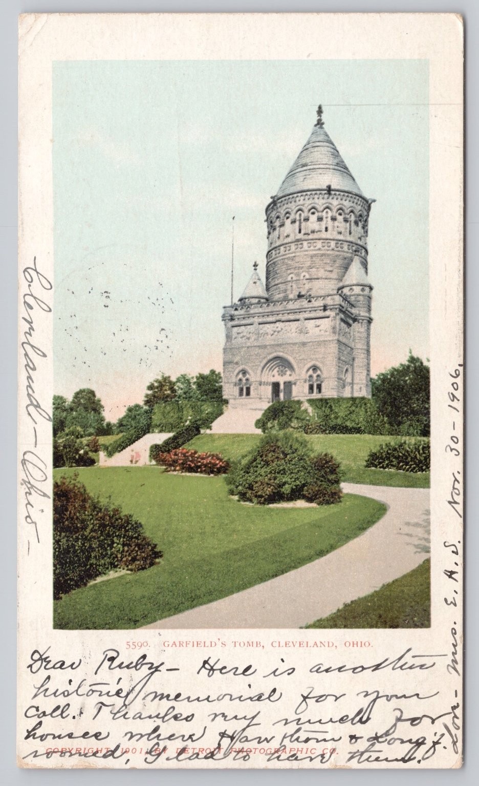 1906 Garfield's Tomb Cleveland OH Postcard Detroit Photographic Co.