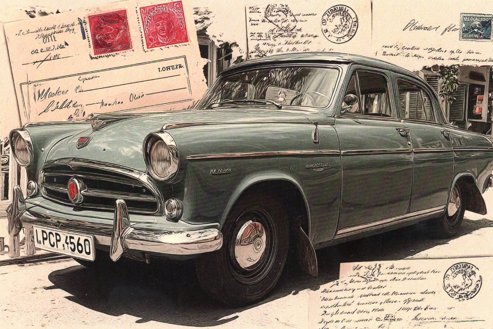 1955 Hudson Wasp, Four-Door Sedan (Address side blank) --New POSTCARD