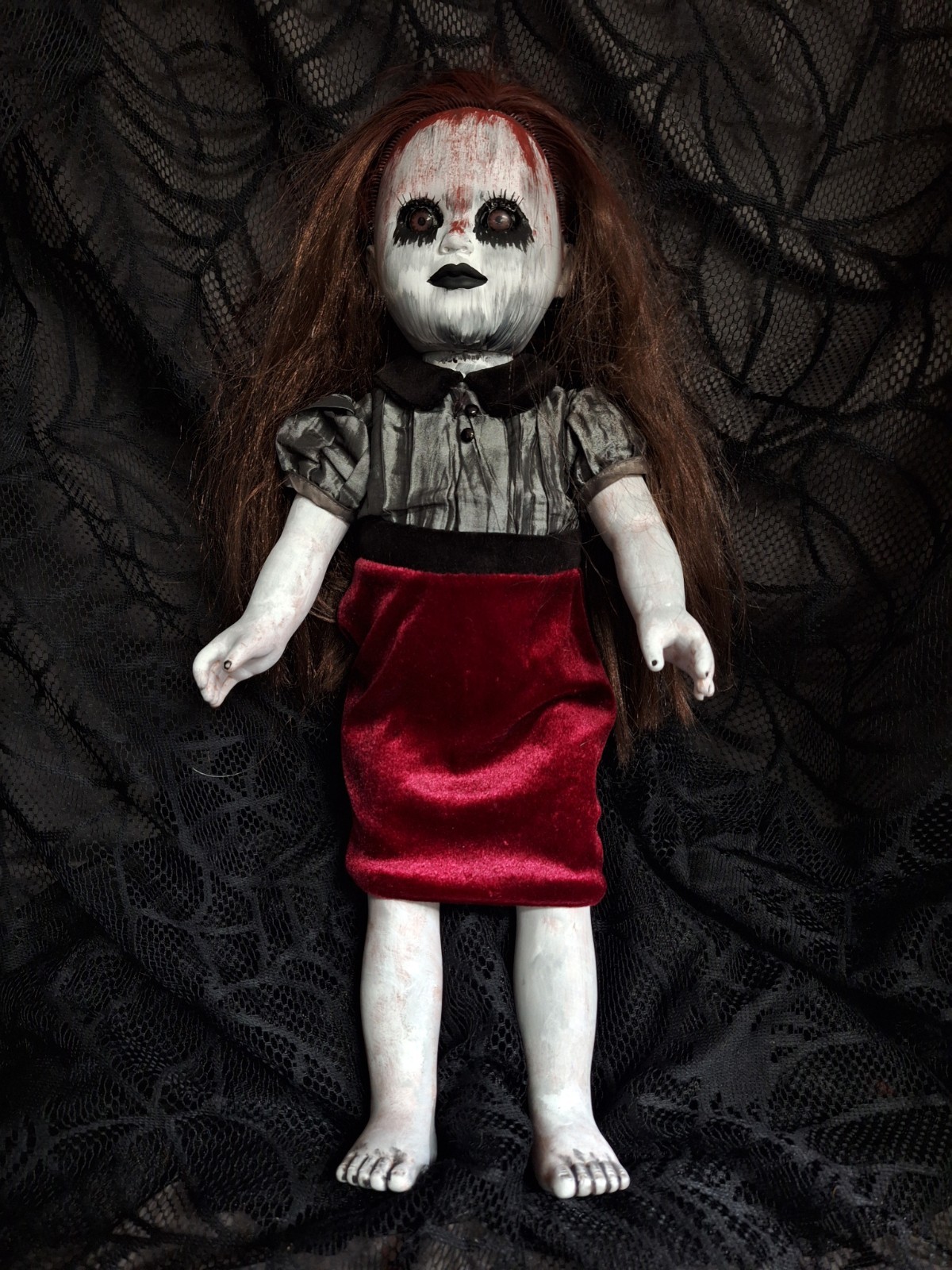 OOAK Creepy Doll 18 In Halloween Prop Handpainted Gothic Girl