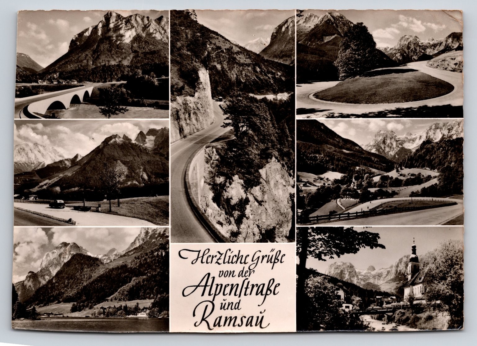 Vintage Real Photo Postcard Alpenstrasse Ramsau Berchtesgaden Alps Germany