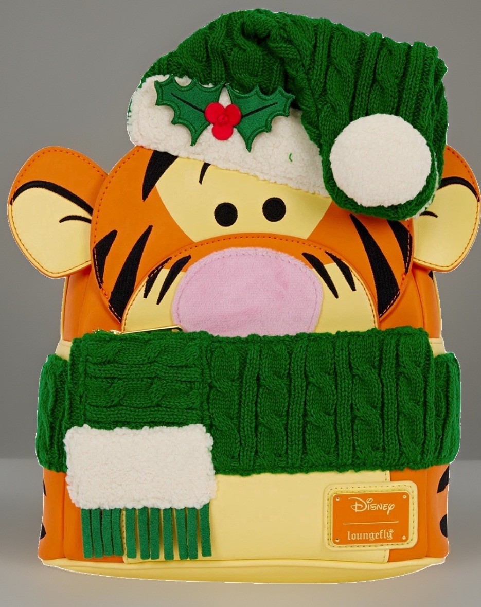 Loungefly Disney Tigger  2026 Holiday Mini Backpack w/ Green Scarf Santa Hat NWT