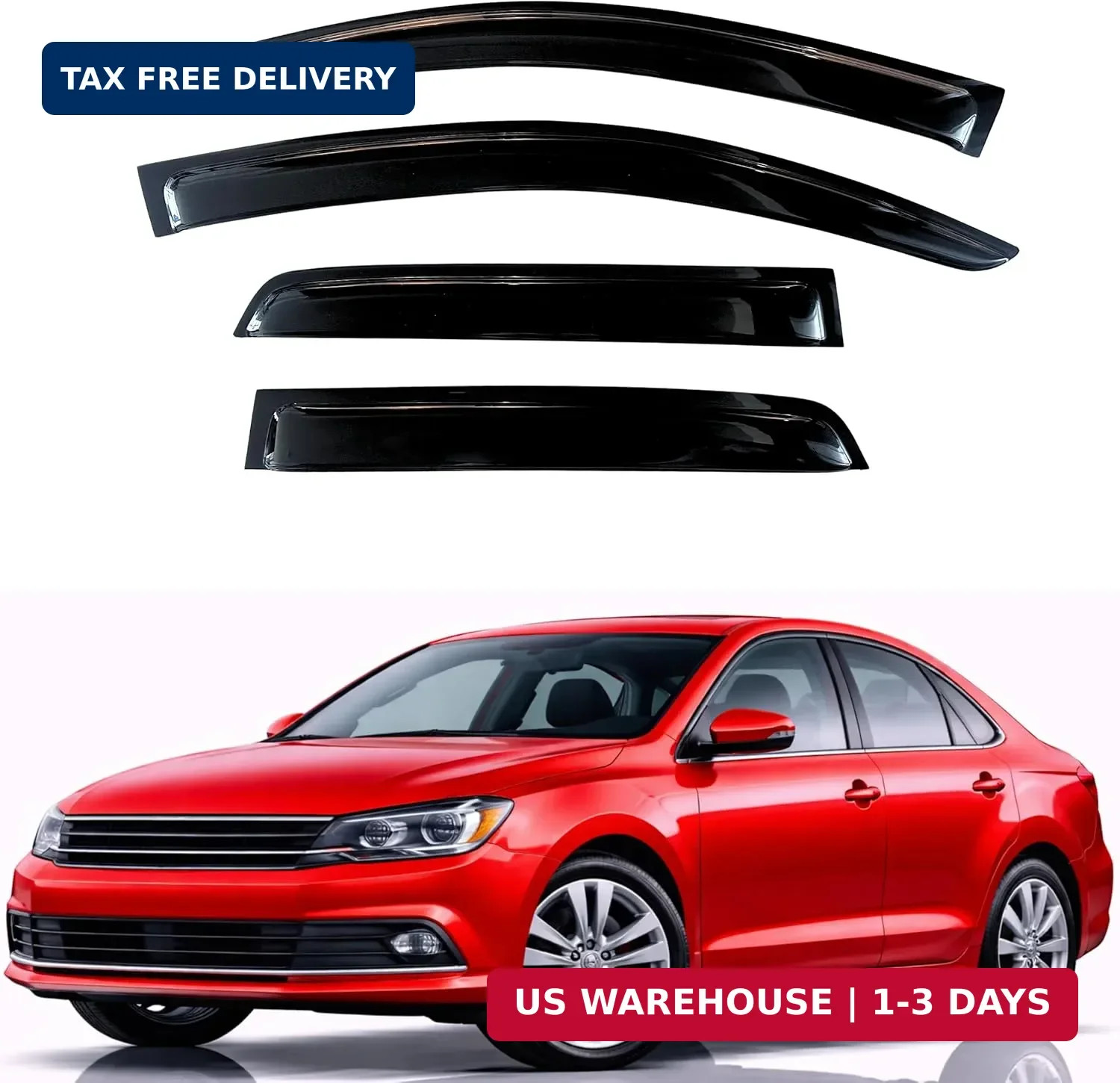 Rain Guards Fit for 2011-2018 Volkswagen Jetta, Out-Channel Window Visors Ve