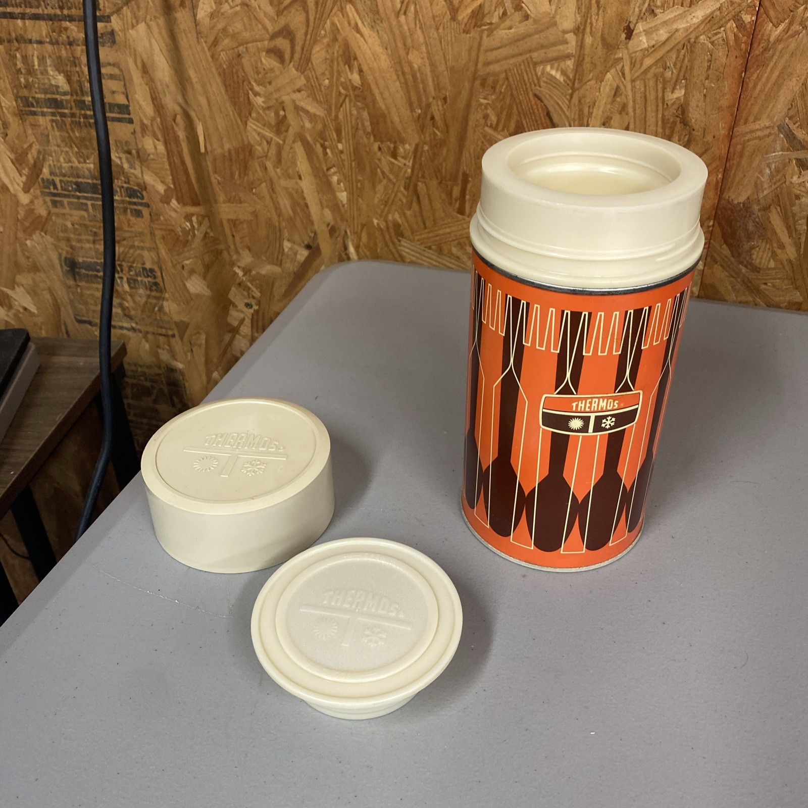 Vintage 1971 King Seeley 10 Ounce Thermos Orange Brown