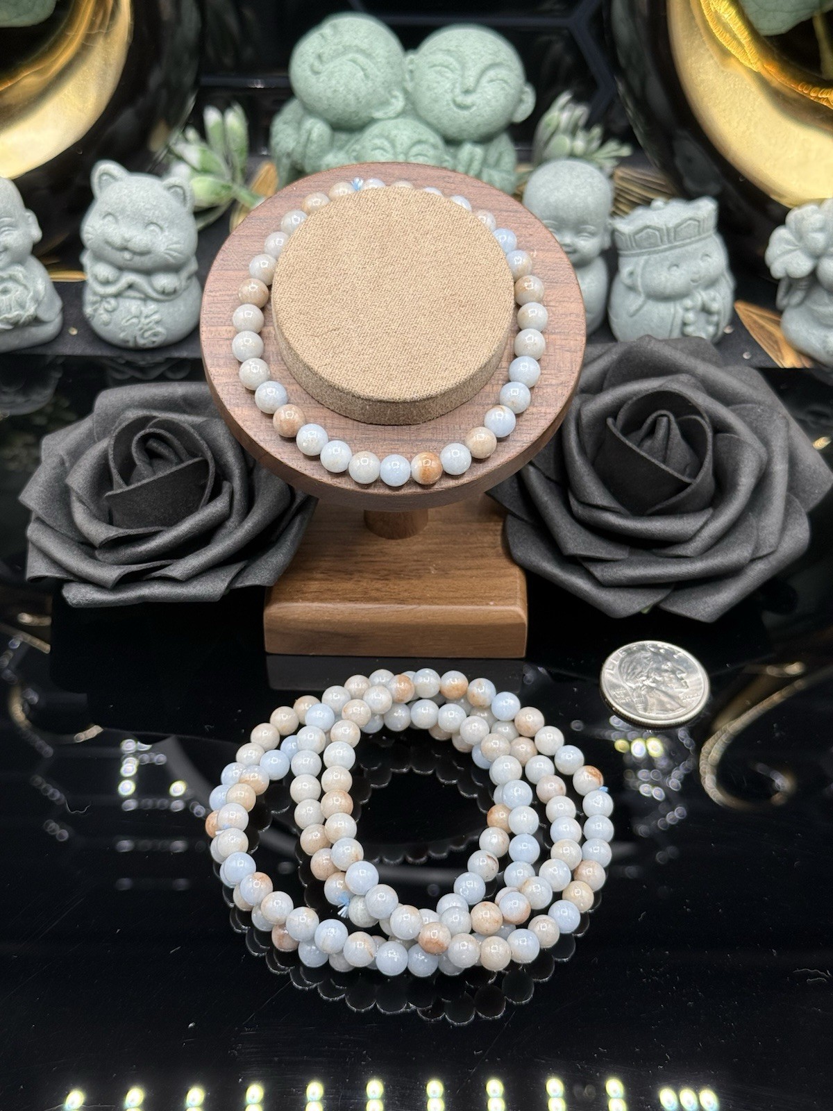 Natural Angelite 6mm Beaded Bracelets 