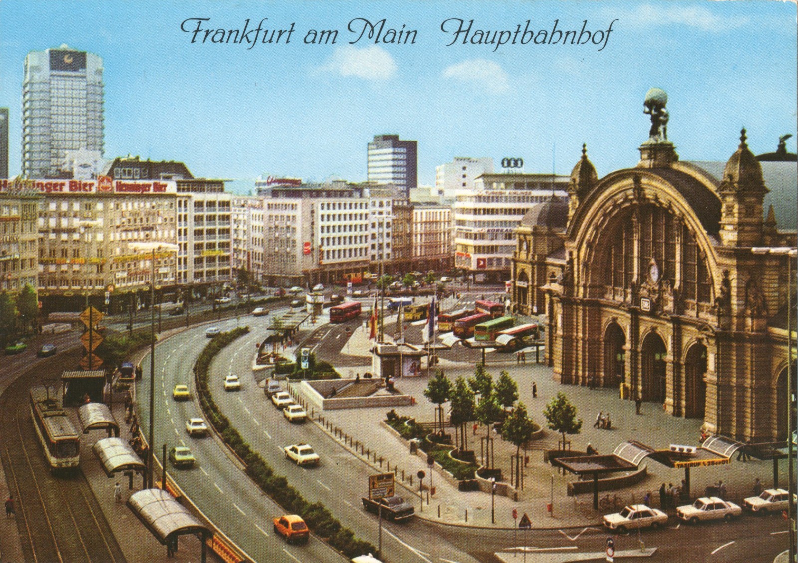 AK, FRANKFURT, MAIN, MAIN STATION, OLD CARS, BUSY, HOUSES