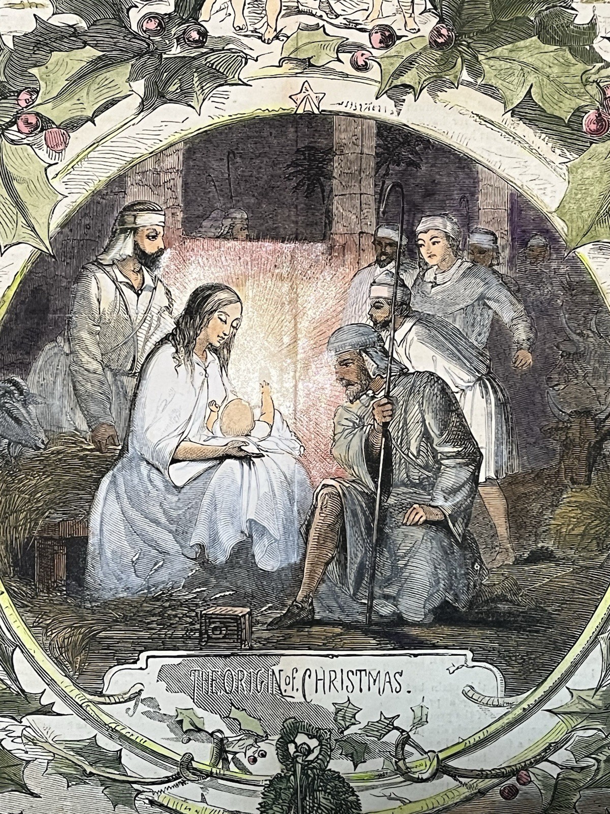 1859 W. HOMER A MERRY CHRISTMAS  HARPER’S WEEKLY HAND COLORED