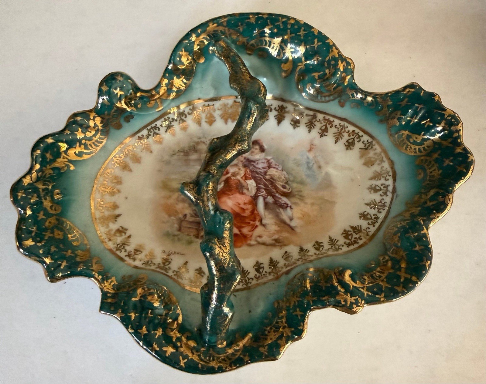Antique Victoria Carlsbad Austria Vanity Dresser Serving Tray Floral Design