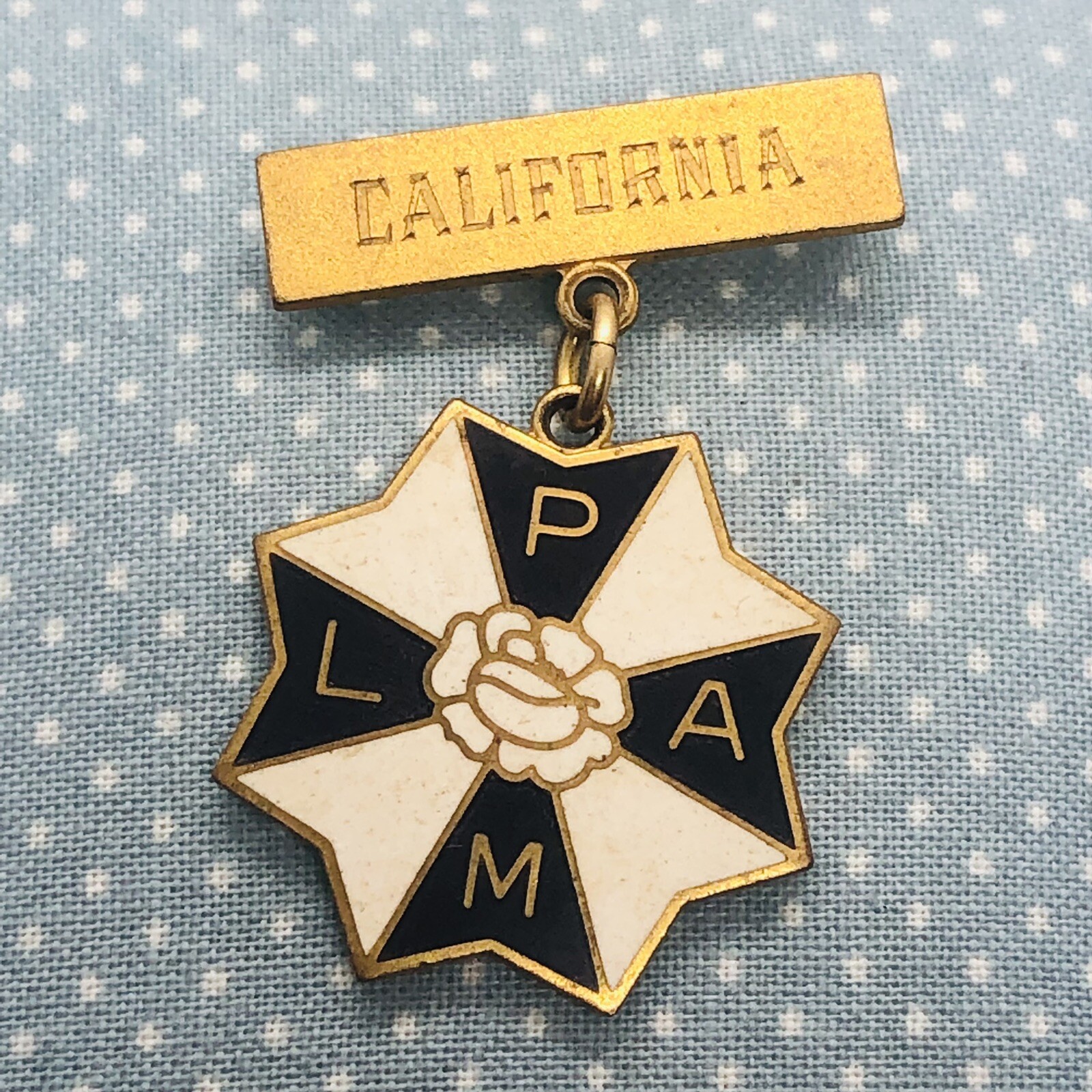 Vtg California LAPM Ladies Auxiliary Lapel Pin Engraved w/ Iva Butler Whittier